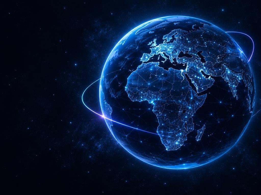 Connected globe showing Africa and Europe